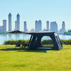 KTT Extra Large Tent 12 Person(A),Awning Family Cabin Tents,2 Rooms,4 Doors and 4 Windows with Mesh,Straight Wall,Waterproof,Double Layer,Big Tent for Outdoor,Picnic,Camping,Family Gathering。