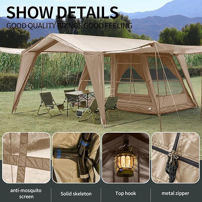16.4x11.5 Ft Screen House Tent, Large Gazebo Screen Tent, Mesh Canopy Shelter with Waterproof & Sunshade Roof, Easy Setup for Camping, Backyard, Beach