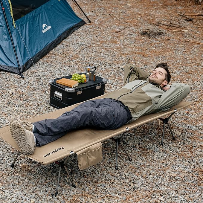 Naturehike ArmyWild Folding Camping Cot, Height Adjustable Ultralight Backpacking Cot, Portable Camping Bed for Camping Hiking Travel Home