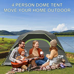Tents for Camping 4 Person Tent Waterproof Windproof Double Layer Camping Tent, Easy Setup Dome Tent with Large Mesh Windows & Wider Door for Outdoor Camping & Hiking
