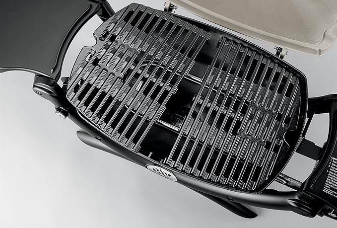 Weber Q1200 Liquid Propane Portable Gas Grill, Titanium – 1‑Burner Travel and Camping Grill with Cast‑Iron Grates & Electronic Ignition (8,500 BTU Burner)