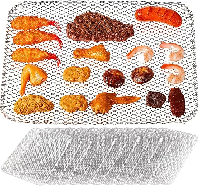 Mifoci 20 Pcs Disposable Grill Topper 12x16 Inch Non Stick Aluminum Grill Grates Liners Mesh Mat Disposable Sheets Pans for Outdoor Liners Cooking Grid Grates Pad for BBQ Camping Picnics Meat
