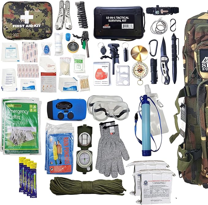 Vital 72 Hour Emergency Survival Kit for Family - Bug Out Bag for Hurricanes, Floods, Tornadoes or Other Disasters - 72 Hour Kit of Food & Water for 2 Per Bag