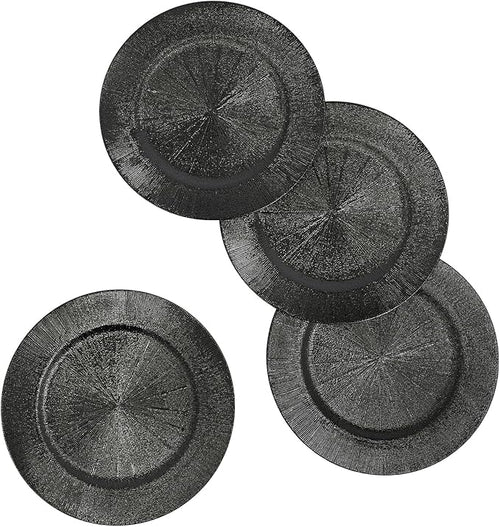 100 PCS Charger Plates Bulk, 13 Inch Decorative Round Dinner Plates, Plastic Dinner Chargers Bulk Serving Plate for Birthday Parties, Holidays, Weddings (Black)