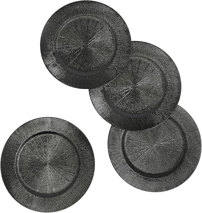 DYRABREST 100 Pcs 13 Inch Charger Plates, Bulk Round Charger Plates Plastic Wedding Dinner Elegant Reusable for Table Setting Wedding Party Event Tabletop Setting Decor (Black)
