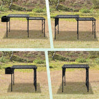 RedSwing Folding Grill Table with Sink and Double Shelf, Multifunctional Portable Stand Table for Outdoor Camping, Picnics, and Barbecues, 69"x20"x31.5", Black