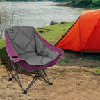 Northroad Oversized Foldable Camping Chair, Outdoor Padded Lawn Chair w/Cup Holder,Carry Bag for Beach, Hiking, and Picnics,Heavy-Duty 300-lbs Capacity, Purple
