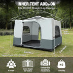 REDCAMP Canopy Camping Tent for Pop Up Canopy Tent, Inner Tent Converts Straight Leg 10'x10' or 10'x20' Canopy into Camping Tent, Fits 4-6 Person(Frame/Shelter NOT Included)