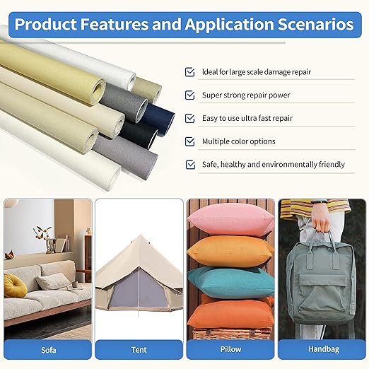 KING MOUNTAIN Canvas Repair Patch 16×60 Inch Self-Adhesive Waterproof Fabric Patch for Sofas, Tents, Furniture,Tote Bags, Car Seats (Grey-1)