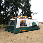 KTT Extra Large Tent 10-12-14 Person(B),Family Cabin Tents,2 Rooms,3 Doors and 3 Windows with Mesh,Straight Wall,Waterproof,Double Layer,Big Tent for Outdoor,Picnic,Camping,Family Gathering