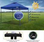 KAMPKEEPER One Person Setup 10x10 Pop up Canopy Tent, Instant Portable Canopy, One Push Outdoor Canopy with 3 Adjustable Heights, Wheeled Carry Bag, Bonus 8 Stakes and 4 Ropes(Navy)
