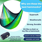 Handwoven Hanging Chair by Yellow Leaf Hammocks - Fits 1 Person, 330lb Max - Kick Back for Full-Body Recline - Weathersafe, Ultra Soft, Hang Anywhere - Color: Neon - Blue - Turquoise