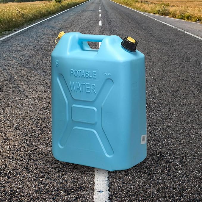 Scepter Portable Plastic Military Style Food Grade 5 Gal Water Jug Container with Reversible Spout for Camping & Emergency Storage, Blue