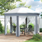 Outsunny 13' x 13' Pop Up Gazebo, Hexagonal Canopy Shelter with 6 Zippered Mesh Netting, Event Tent with Strong Steel Frame for Patio Backyard Garden Wedding Party, Gray