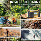 Emergency Weather Radio, AM/FM/SW/NOAA Hand Crank Radio with 37000mWh/10000mAh Portable Large Capacity, USB/Solar/Hand Crank Charging, AAA Battery Operated, SOS Alarm & Flashlight (Yellow)