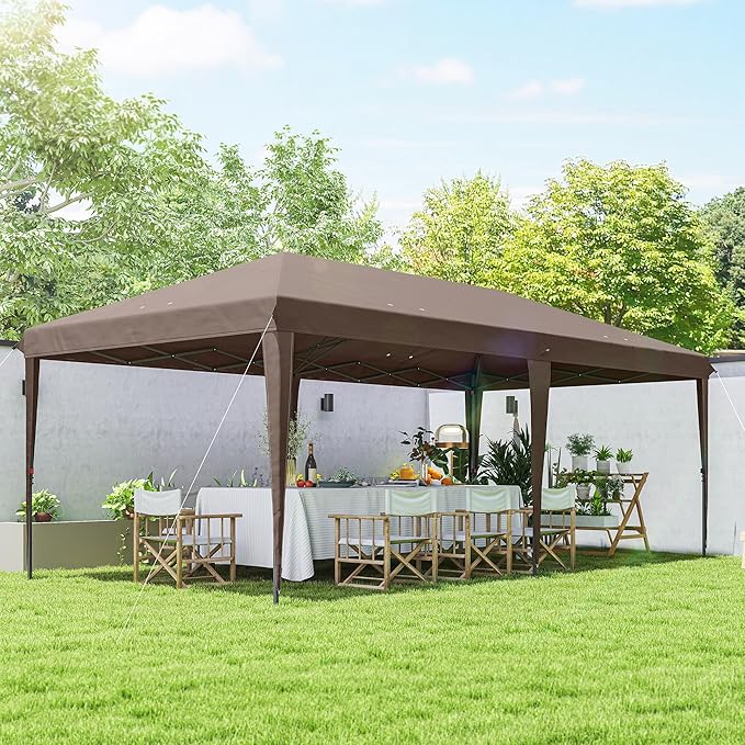 Outsunny 10' x 20' Pop Up Canopy Tent with 4 Sidewalls, Heavy Duty Tents for Parties, Outdoor Instant Gazebo with Carrying Bag for Garden, Patio, Coffee