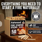 50lb Fatwood Fire Starter Sticks | 100% Natural Fire Starters for Fire Pit, Wood Stoves, Fireplaces & Bonfire | Easy Start w/Just 2 Sticks Burns in All Weather Conditions by Billy Buckskin (50lb Box)