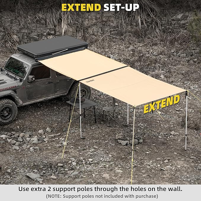 Awning Wall 8.2FT x 8.5FT Multi-Side Universal Awning Extension Waterproof Ripstop UV-Resistant for Windbreak & Sun Shade