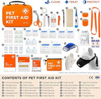 Cat & Dog First Aid Kit for Car - Pet Emergency Kit for Home Office Travel – Dog Camping Essentials with Digital Thermometer, Muzzle & Mini First Aid Pouch
