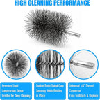 4 Inch Chimney Cleaning Brush Stainless Steel Wire Sweep Kit, Double Spiral Round Flue Pipe Duct Rust Removal Tool, Fireplace Burning Stove Pipes Cleaner Accessories for Dryer Tent Pipe Chimney Boiler