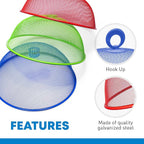 Metal Mesh Screen Food Cover Tent Umbrella, 10.75 inch, Reusable Outdoor Picnic Food Covers Mesh, Food Cover Net Keep Out Flies, Bugs, Mosquitoes (3 Pack, Green Blue Red)