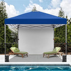 Yaheetech 10x10 Pop up Canopy Tent w/1 Sidewall, Instant Commercial 150D Silver Coated Fabric Outdoor Instant Tent w/Wheeled Bag, 4 Sandbags, 8 Stakes & 4 Ropes for Parties, Camping, Beach, Navy Blue