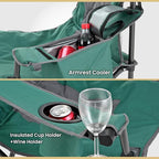 ARROWHEAD OUTDOOR Portable Deluxe Folding Camp Quad Chair w/Headrest, Glass & Cup Holders, Armest 6-can Cooler, Heavy Duty Carry Bag, 550 lbs Weight Capacity