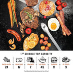 Blackstone 2142 Original 17” Tabletop Griddle with Low-Maintenance Stainless Steel Front Plate, Powder Coated Steel, Black