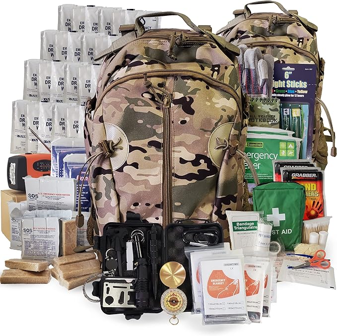 4 Person Emergency Kit/Survival Backpack for 72 Hours for Natural Disasters, Hurricanes, Emergency or Bug Out Situations