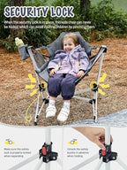 EVER ADVANCED Kids Hammock Chair Foldable, Kids Camping Chair with Stand Portable, Hammock Swing Chair with Cup Holder, Child Camping Gear Carry Bag for Traveling Outdoor Patio Supports 125LBS Grey