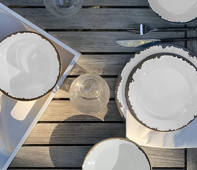 Fox Run Melamine Dinnerware Set Ivory, 10"