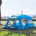 KTT Extra Large Tent 10-12-14 Person(B),Family Cabin Tents,2 Rooms,3 Doors and 3 Windows with Mesh,Straight Wall,Waterproof,Double Layer,Big Tent for Outdoor,Picnic,Camping,Family Gathering