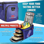 Rockland Guard Insulated Lunch Bag for Men - Lunch Box for Women with Compartments for Meal Prep Containers, Bottles, Snacks, Extra Storage Pockets - Lunchbox for Work, Travel, Picnic, Camping - Blue