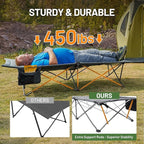 TIMBER RIDGE Extra Wide Heavy Duty Camping Cot for Adult, Easy Set Up Oversized Sleeping Cot with Carry Bag for Camping, Travel and Outdoors, Support up to 450lbs, Grey, 2 Pack