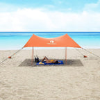 Red Suricata Family Beach Tent & Canopy, UPF50 Sun Shade, 4 Aluminum Poles, Sand Shovel, Large Portable Sun Shelter (Large, Orange)