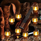 Ferraycle 12 Pcs Mini Lantern Decor 4 Inch Western Lantern Table Centerpiece Small Vintage Camping Hanging Lamp Ornaments Bulk for Cowboy Cowgirl Wedding Halloween Christmas (4 Inch,Retro Gold)