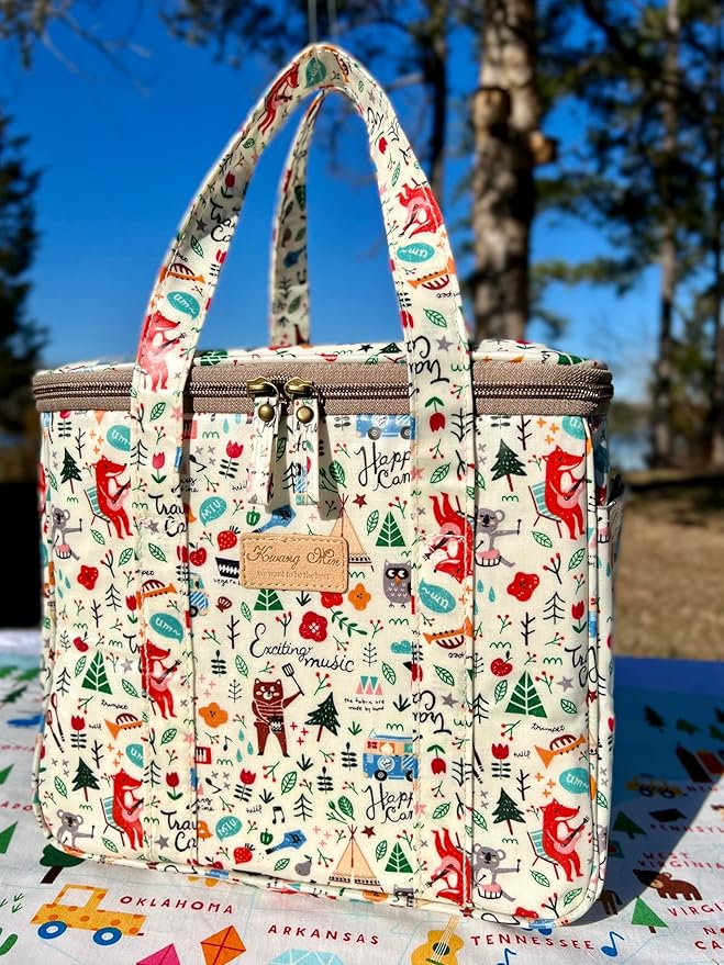 Kwang Min Insulated Insulated Cooler Bag,Reusable Large Lunch Bag for Women, Great for Outdoors,Camping,Party,Premium Quality,Adjustable Strap,Foldable