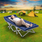 NAIZEA Folding Camping Cots for Adults, Folding Cot with Mattress, Camping Foldable Bed, Portable Military Cot, Double Layer Oxford Strong Heavy Duty Sleeping Cots for Camp Office Travel