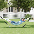 Double Hammock with Steel Stand - 2 Person Hammock Bed Indoor Outdoor, Brazilian-Style, with Carry Bag, 450lb Capacity, Portable & Easy Assembly, Ocean