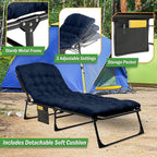 Folding Camping Cot with Mattress for Adults up to 440lbs - Heavy Duty Foldable Bed with Removable Cot Mattress and 3 Recline Positions for Travel, Camp, Beach or Guest Bed by Wakeman Outdoors (Navy)