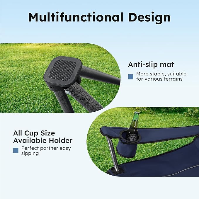 ALPHA CAMP Heavy Duty Canopy Lounge Chair Sunshade Hiking Travel Chair with Cup Holder
