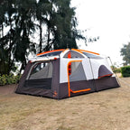KTT Extra Large Tent 10-12-14 Person(B),Family Cabin Tents,2 Rooms,3 Doors and 3 Windows with Mesh,Straight Wall,Waterproof,Double Layer,Big Tent for Outdoor,Picnic,Camping,Family Gathering