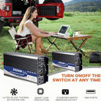 3500W Power Inverter 72V DC to 110V AC Converter with LED Display Dual AC Outlets Dual Fans Radiating for RV, Camp, Boat and Home Emergency Portable Pure Sine Wave Inverter (Smart Screen, 3500W 72V)