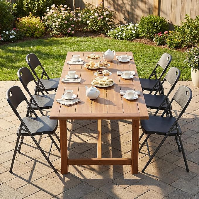DUMOS 10 Pack Folding Chairs Heavy Duty with Ergonomic Back - Plastic Stackable Portable Dining Chiars Set, for Home and Office, Conference, Wedding, Party, Patio, Garden, for Indoor Outdoor, Black