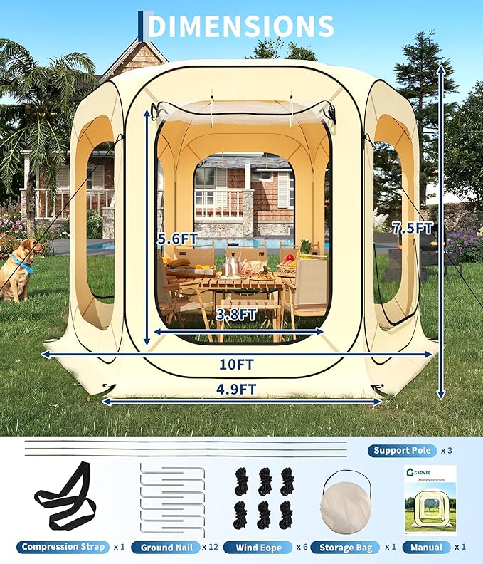 Instant Outdoor Clear Bubble Pop Up Bubble Tent 10-12 Person Portable Screen House Room All Weather Sport Garden Dome Tent Instant Rainproof Camping Sun Shelter Coldproof for Sports Events Fishing