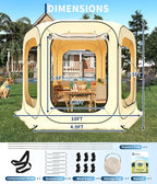 10X10 Ft Pop Up Sports Tent, Instant Shelter, Rainproof Camping Sun Shelter Coldproof & Windproof, Outdoor All Weather Pop Up Tent for Patio, Backyard, Deck, Sports Events