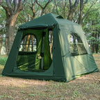 Inflatable Camping Tent with Hand Pump Waterproof Outdoor Blow up Tent 2-8 Person Oxford 4 Season Glamping Air Tent Cabin House with Mesh Windows & Door