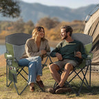 Outdoor Camping Chair 2-Pack with Mesh Back, Folding Portable Lawn Chairs with Cup Holder & Side Storage Pocket for Camping, Beach, Picnic, Fishing(Green)