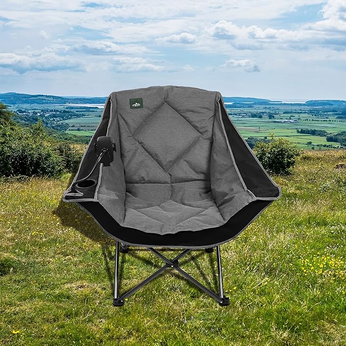 Northroad Oversized Foldable Camping Chair, Outdoor Padded Lawn Chair w/Cup Holder,Carry Bag for Beach, Hiking, and Picnics,Heavy-Duty 300-lbs Capacity, Purple