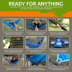 Premium Hammock with Rain Fly, Bug Net, Tree Straps, and Dry Bag - Complete Camping Hammock System with Mesh Bug Net - Outdoor Combo Kit with Rainfly Bundle for Backpacking…